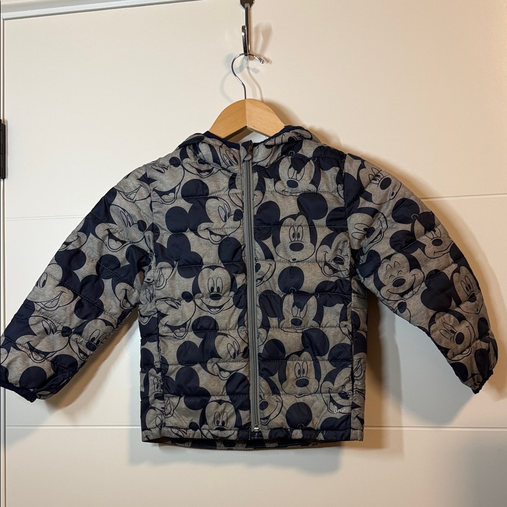 GAP Kids Mickey Mouse Puffer Jacket - Blue and Gray